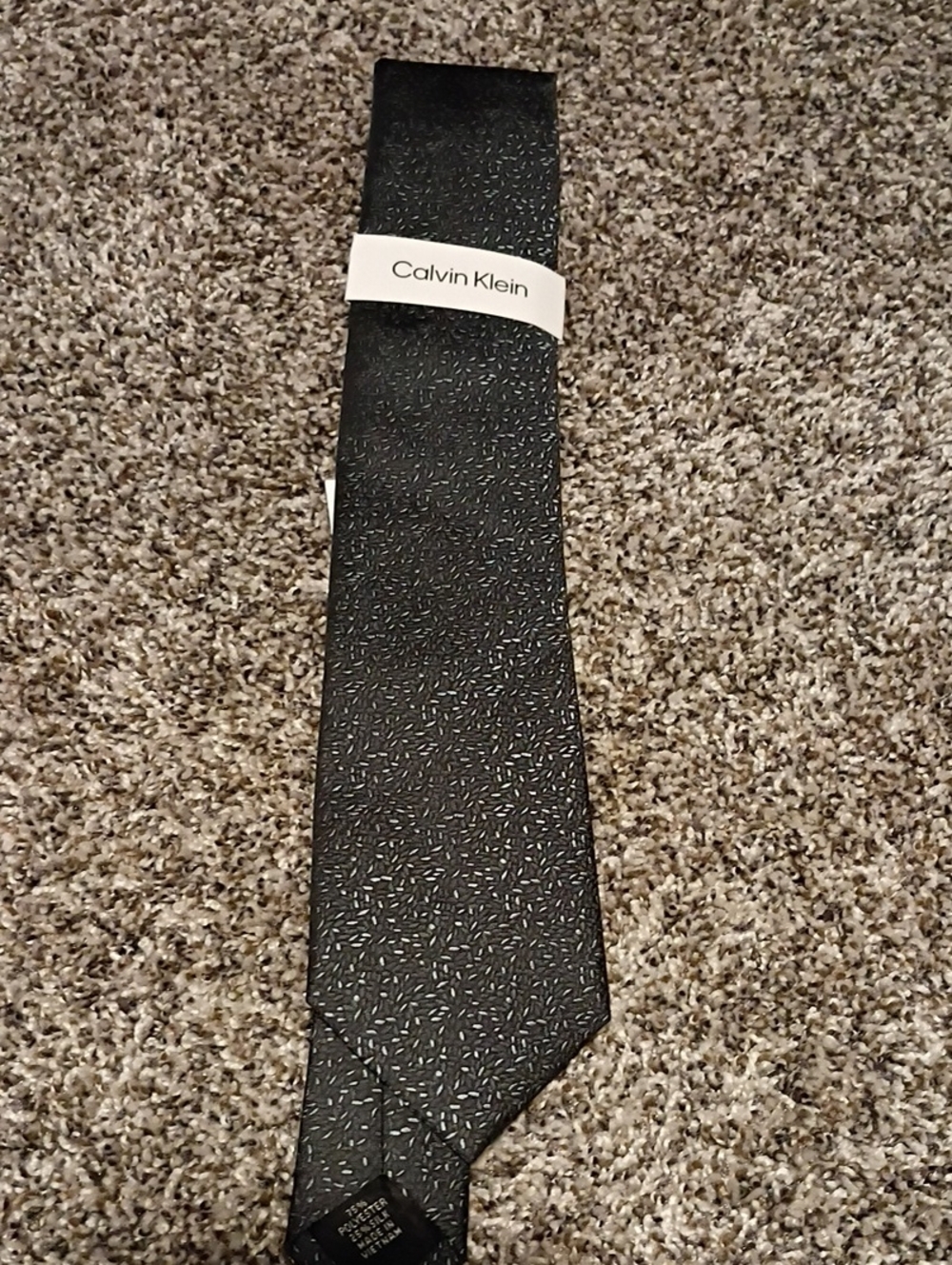 Calvin Klein Black Textured Micro-Pattern Silk Tie
